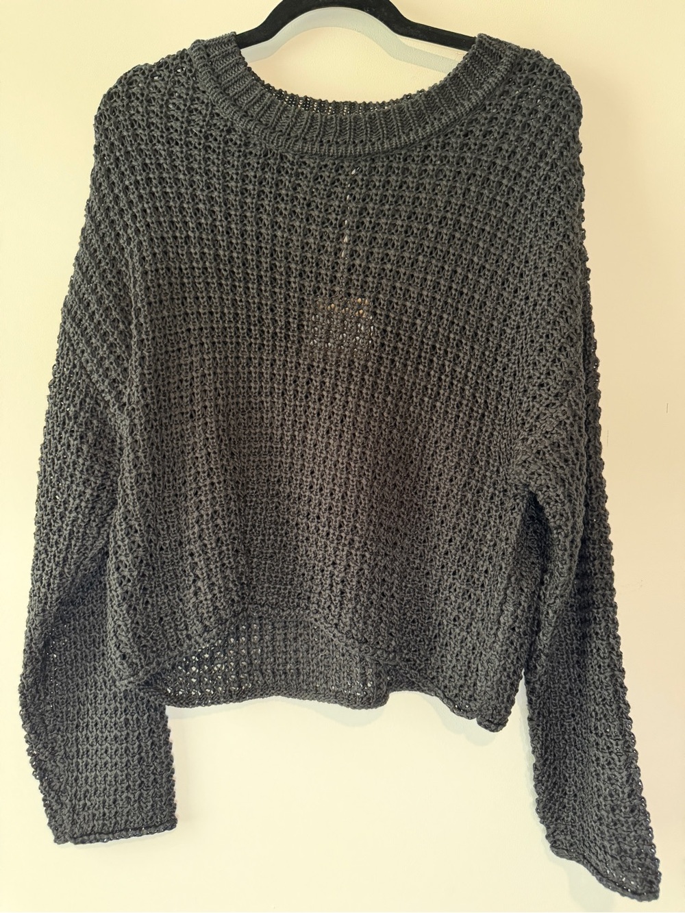 Blu Pepper Women's Chunky Knit Crewneck Sweater - Charcoal
